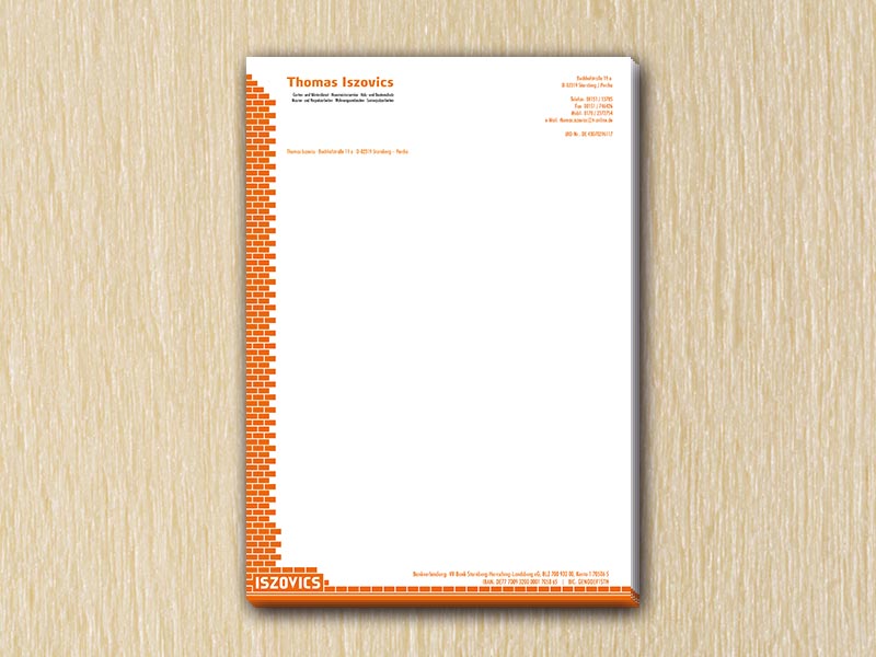 RedKlaxx MedienDesign | Briefpapier einseitig - A4 | Iszovics Thomas