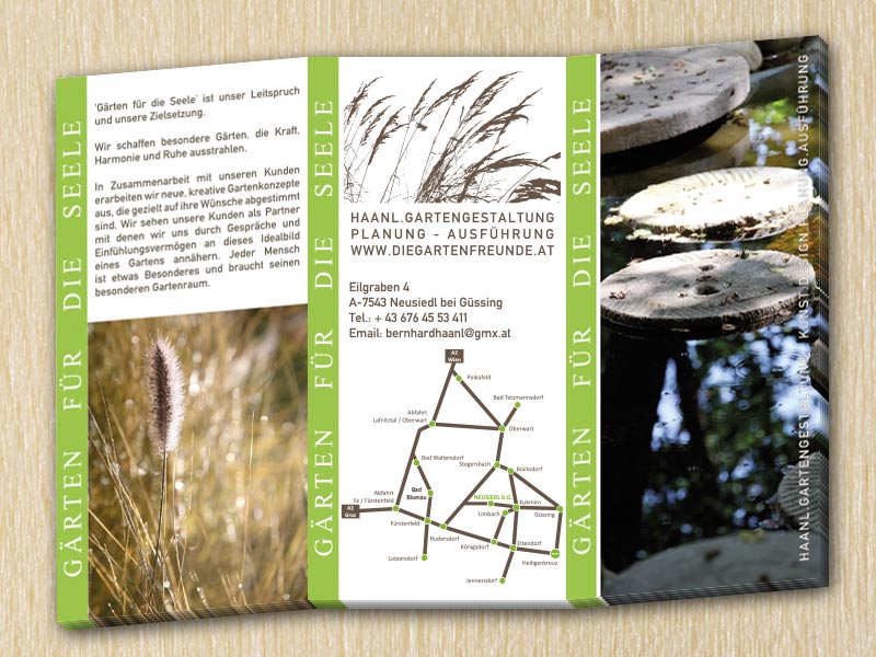 RedKlaxx MedienDesign | Folder 6seitig - 100x210mm | Haanl Gartengestaltung