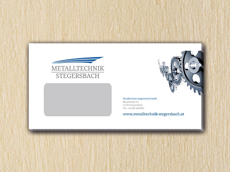 RedKlaxx MedienDesign | Fenster-Kuvert C6/5 | Metalltechnik Stegersbach