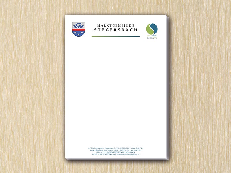 RedKlaxx MedienDesign | Briefpapier einseitig - A4 | Marktgemeinde Stegersbach