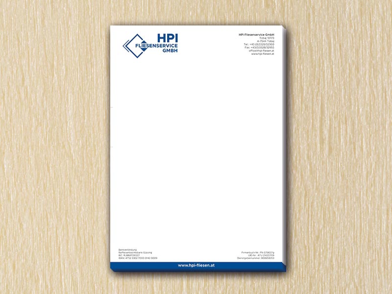 RedKlaxx MedienDesign | Briefpapier einseitig - A4 | HPI Fliesenservice GmbH