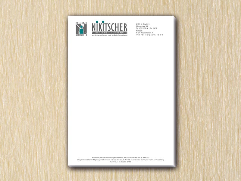 RedKlaxx MedienDesign | Briefpapier einseitig - A4 | Nikitscher Metallbau