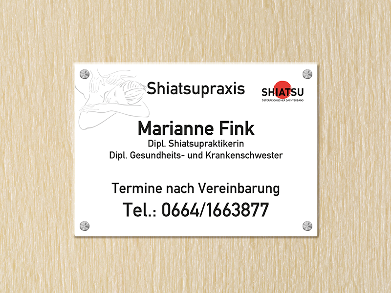 RedKlaxx MedienDesign | Schild | Shiatsupraxis Fink Marianne