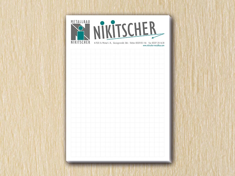 RedKlaxx MedienDesign | Schreiblock A4 | Nikitscher Metallbau