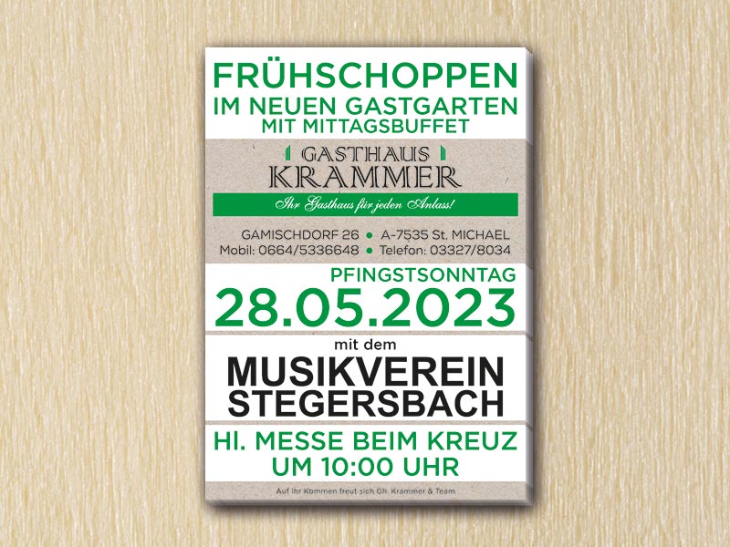 RedKlaxx MedienDesign | Farb-Plakat | Frühschoppen im Gasthaus Krammer